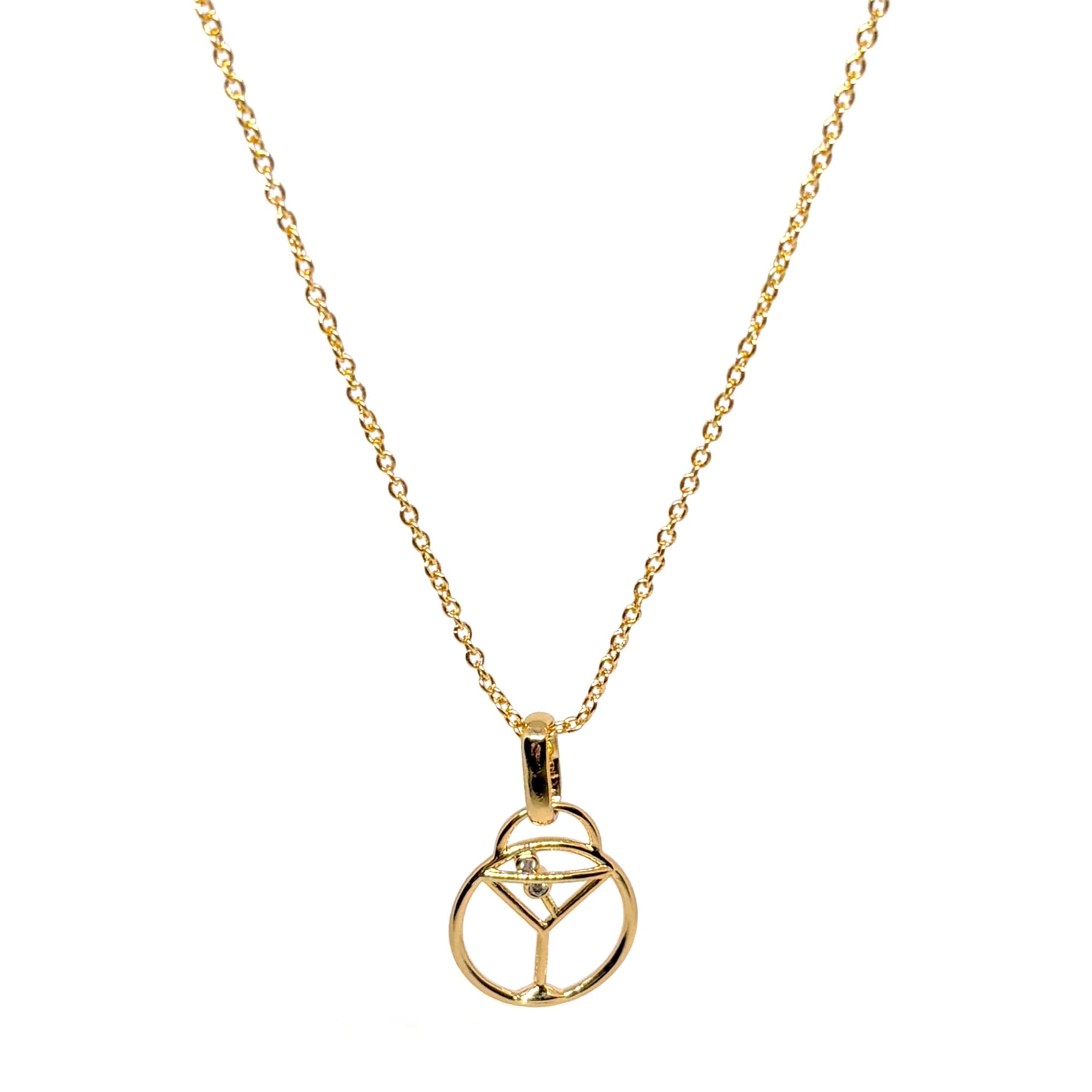 collier femme en plaqué or avec pendentif en forme de verre à cocktail serti de zircons étincelants, chaîne fine 40 +5 cm, bijou original et festif à offrir